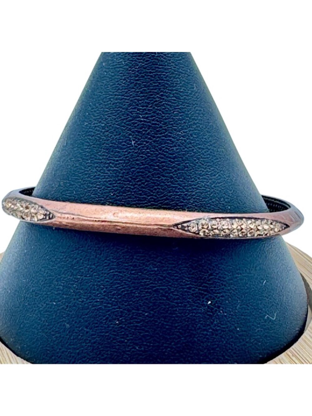 Vintage Copper and Rhinestone Bangle Bracelet BOHO Stackable 8" - Picture 4 of 10